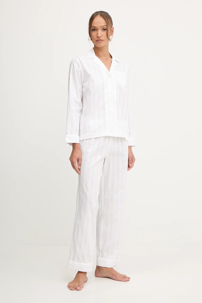 Βαμβακερές πιτζάμες Lauren Ralph Lauren λευκό ILN92305