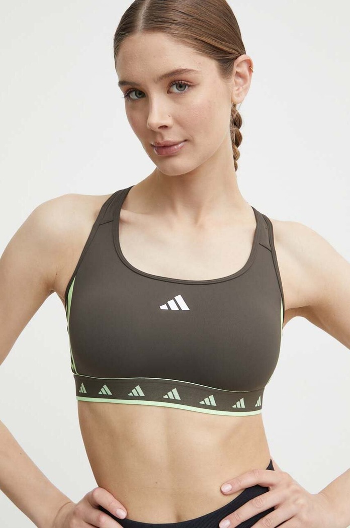 Sportski grudnjak adidas Performance Powerreact Hyperglam print zelena IS4499