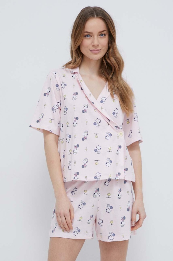 United Colors of Benetton piżama bawełniana x Peanuts 35I73P02O różowy SS24