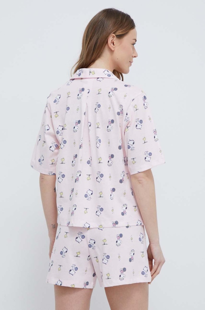 Odzież United Colors of Benetton piżama bawełniana x Peanuts 35I73P02O różowy