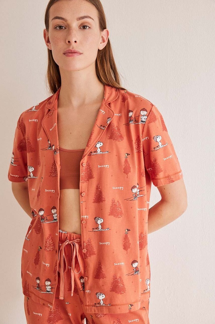 women'secret piżama bawełniana Snoopy 3137606 pomarańczowy SS24