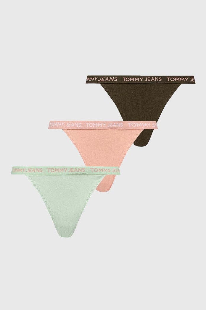 Tommy Jeans tanga 3 db sima zöld UW0UW05012