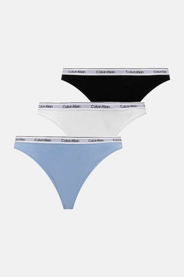 Calvin Klein Underwear stringi 3-pack dzianina niebieski 000QD5209E
