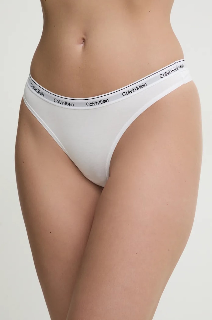Calvin Klein Underwear Tangá dámske bavlnené s elastanom biela 000QD5043E