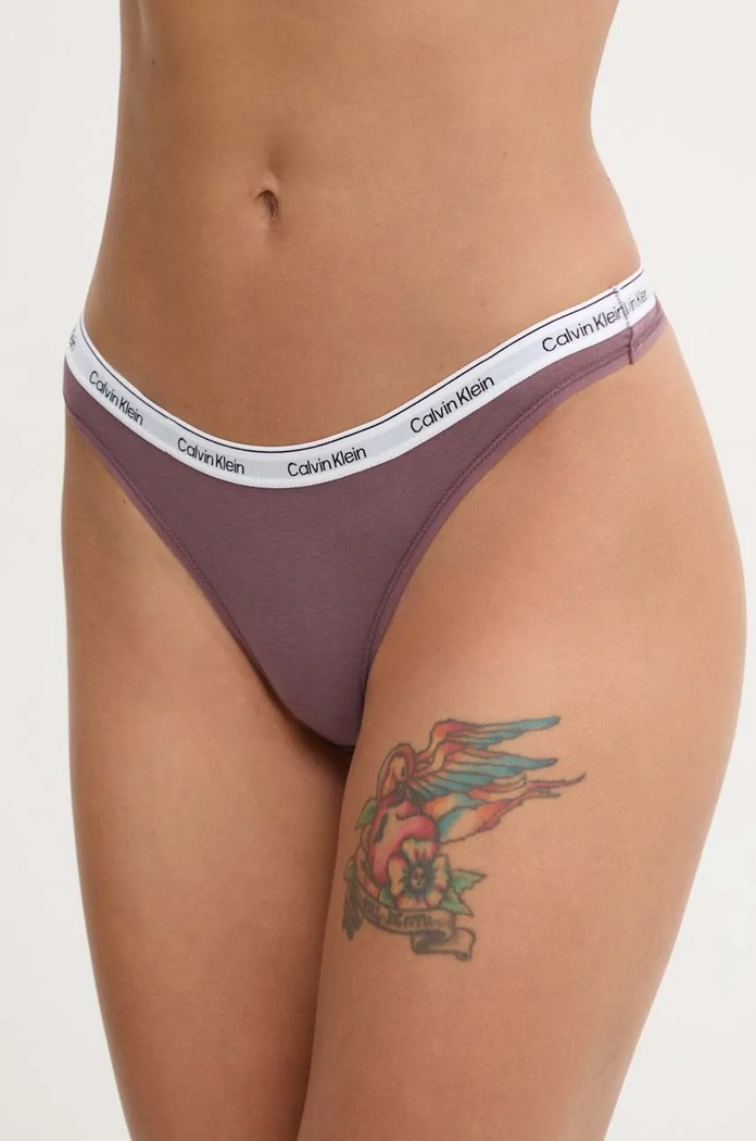 Calvin Klein Underwear stringi damskie bawełniane z elastanem czerwony 000QD5043E