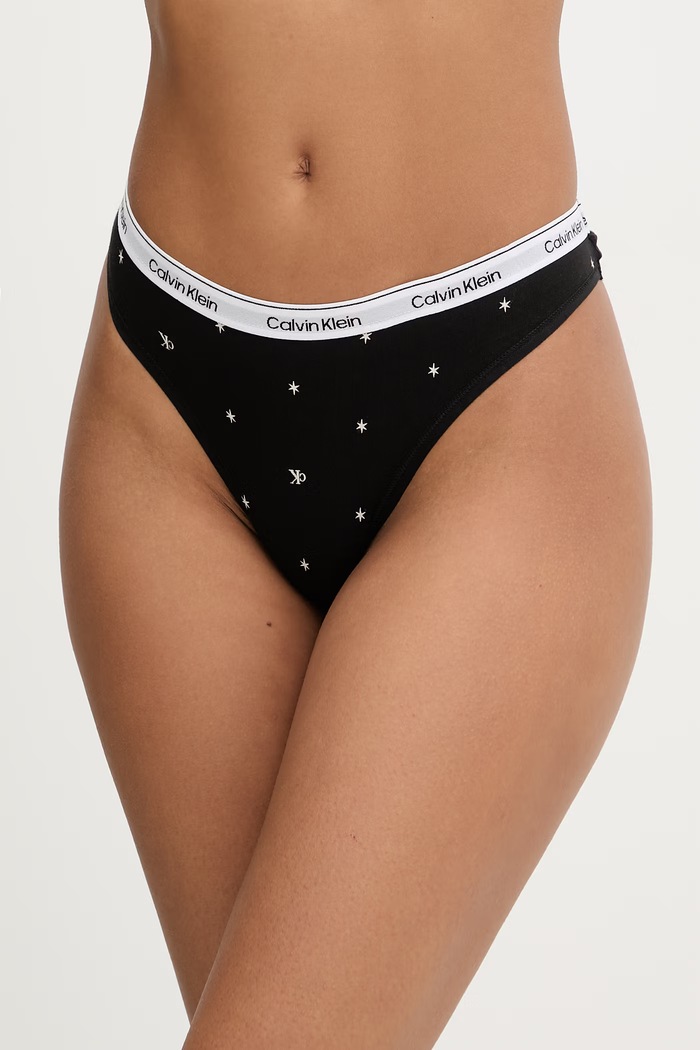 Calvin Klein Underwear dámske tangá bavlnené s elastanom čierna 000QD5043E