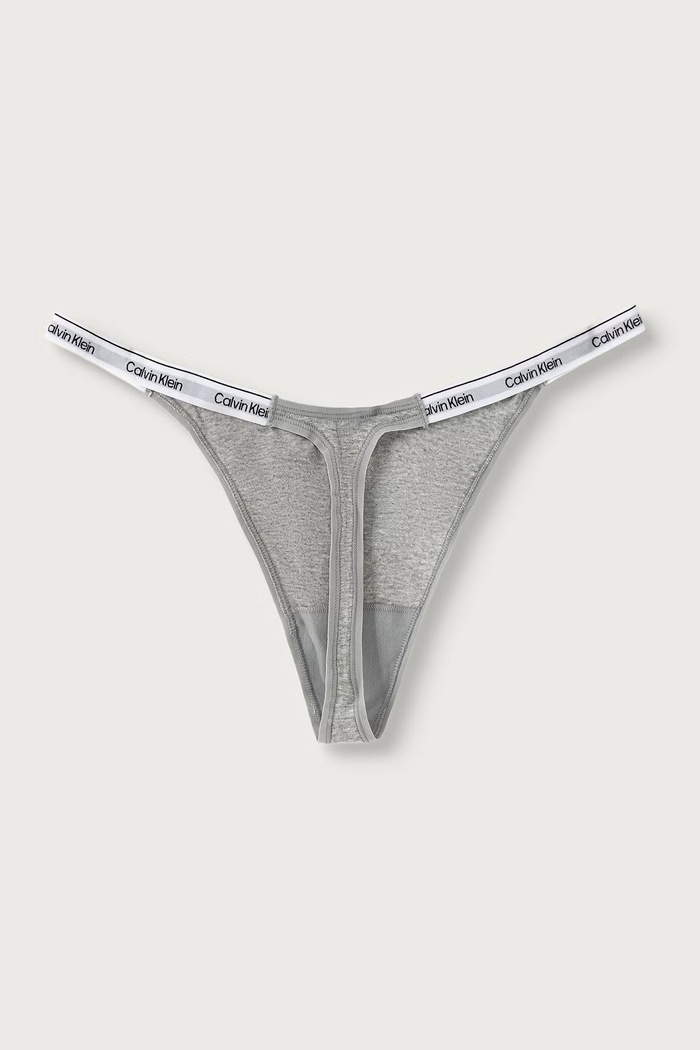 Calvin Klein Underwear Stringi damskie bawełniane z elastanem 000QD5157E szary AA00