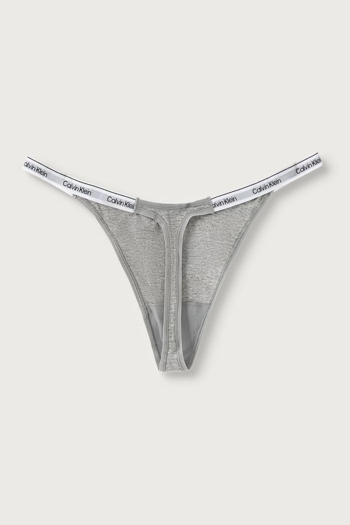 Calvin Klein Underwear Stringi damskie bawełniane z elastanem 000QD5157E szary AA00