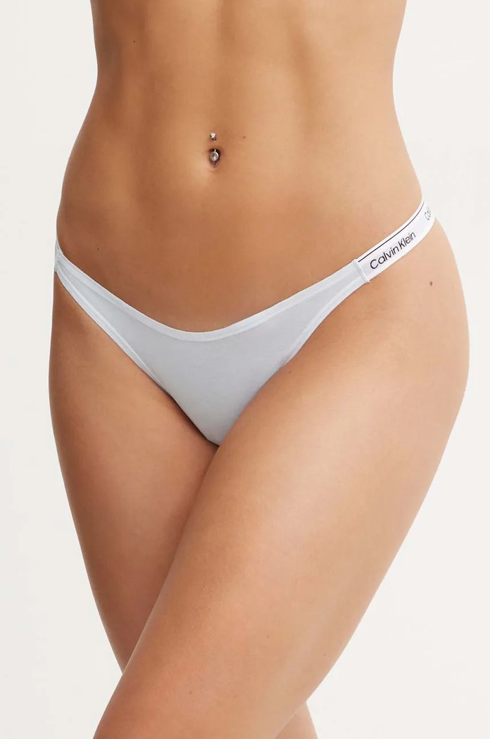 Calvin Klein Underwear tangá dámske bavlnené s elastanom modrá 000QD5157E
