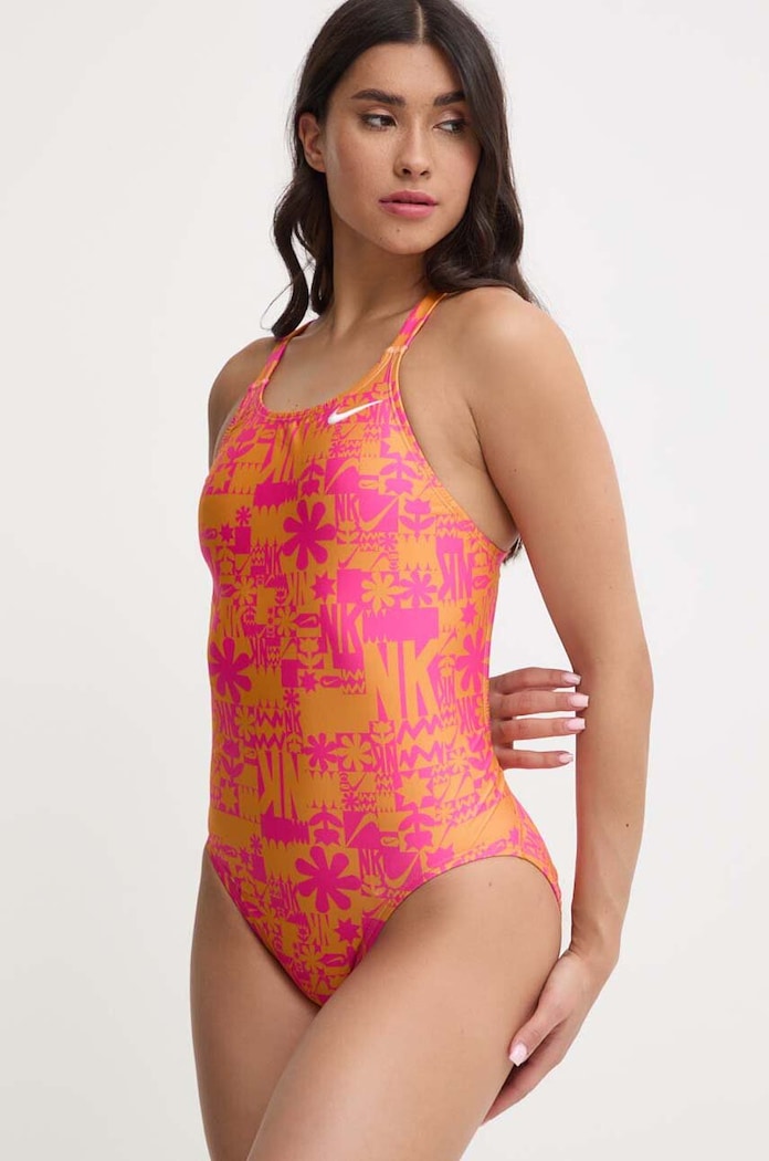 Oblečenie Jednodielne plavky Nike Hydrastrong Multi Print NESSE004 oranžová