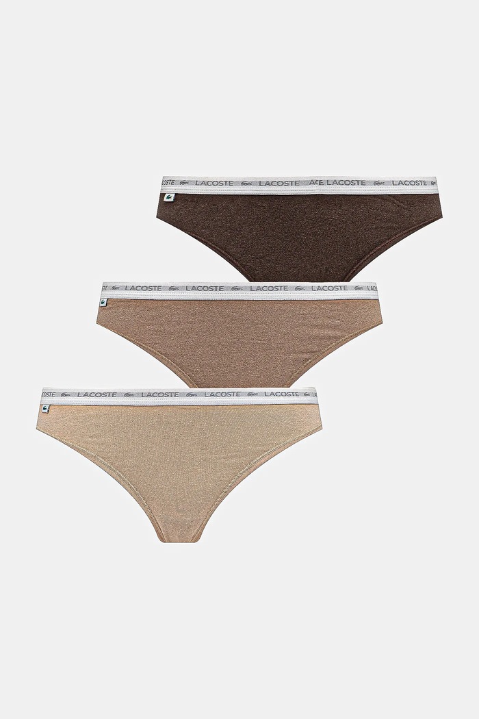 Lacoste στρινγκ γυναικεία βαμβακερά με ελαστάν 3-pack πλεκτό ύφασμα λευκό 8F1341