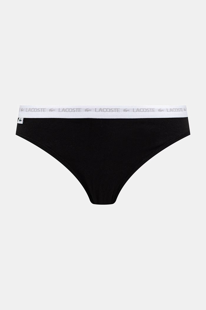 Lacoste stringi damskie bawełniane z elastanem 3-pack 8F1341 czarny SS26