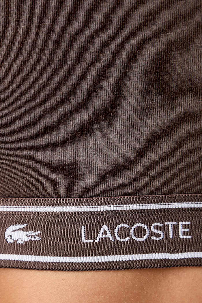 Biustonosz bawełniany z elastanem Lacoste IF8166 brązowy