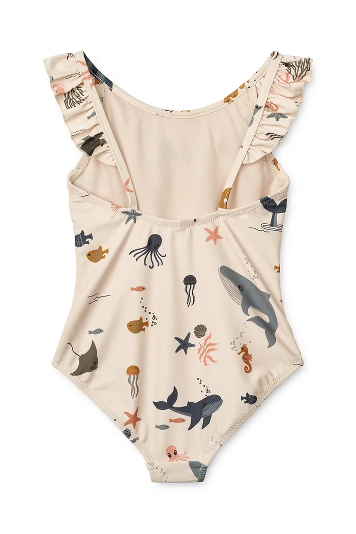 Liewood jednoczęściowy strój kąpielowy dziecięcy Kallie Printed Swimsuit LW18589 beżowy SS25