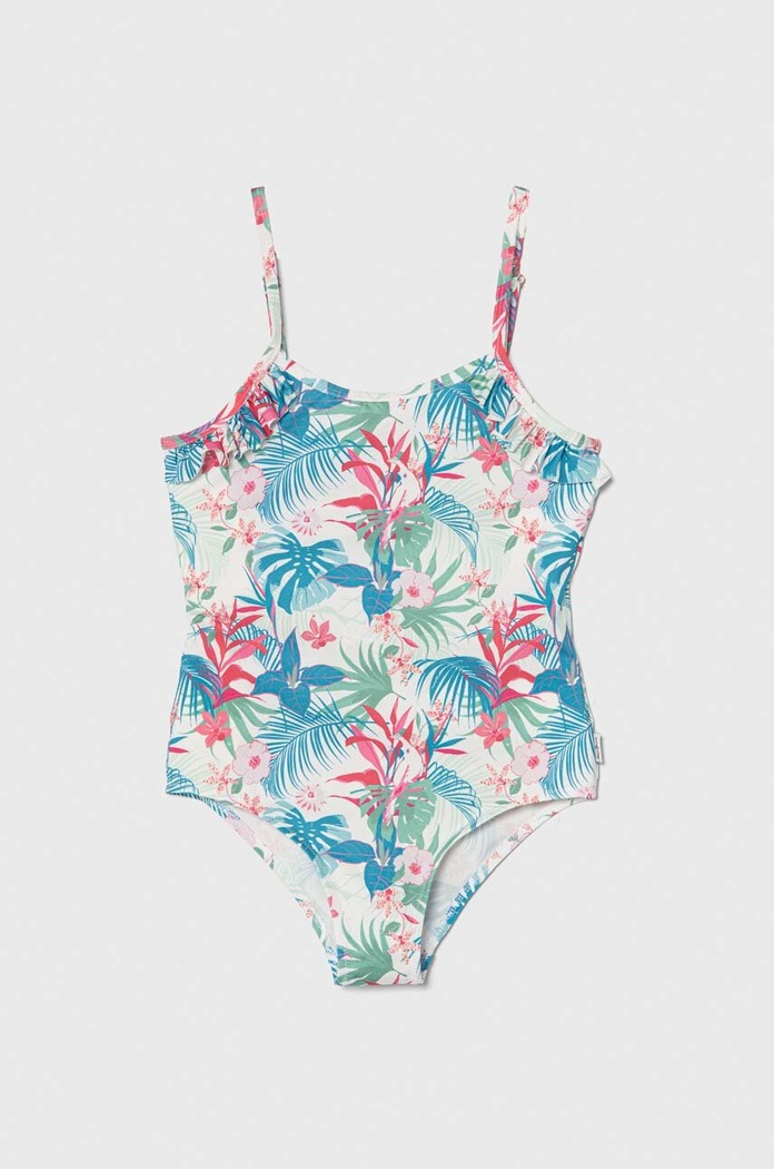 Pepe Jeans jednoczęściowy strój kąpielowy dziecięcy HIBISCUS FRILL SWIMSUIT miękka zielony PGB10400