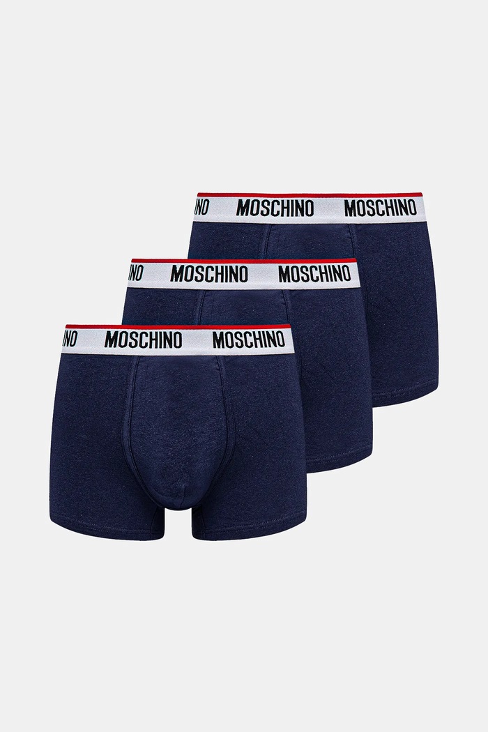 Boxerky Moschino Underwear 3-pack pletenina námořnická modř 1395.4300