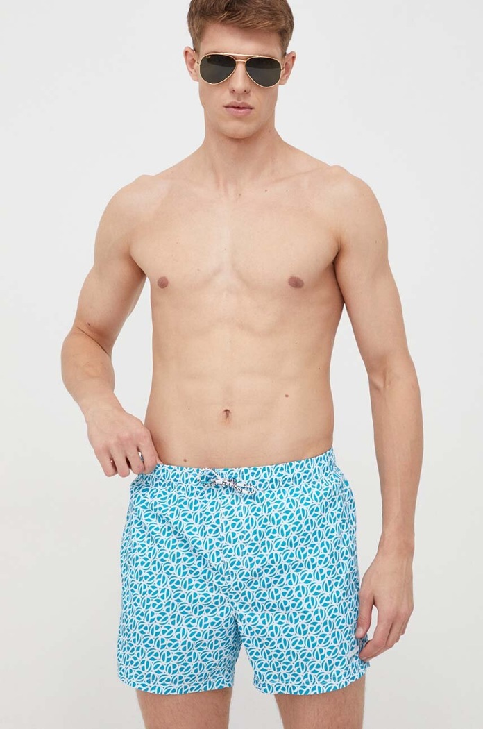 Pepe Jeans szorty kąpielowe P PRINT SWIMSHORT Planet friendly turkusowy PMB10394