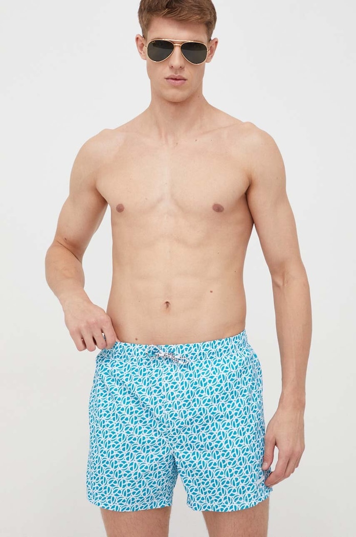 Pepe Jeans szorty kąpielowe P PRINT SWIMSHORT Planet friendly turkusowy PMB10394