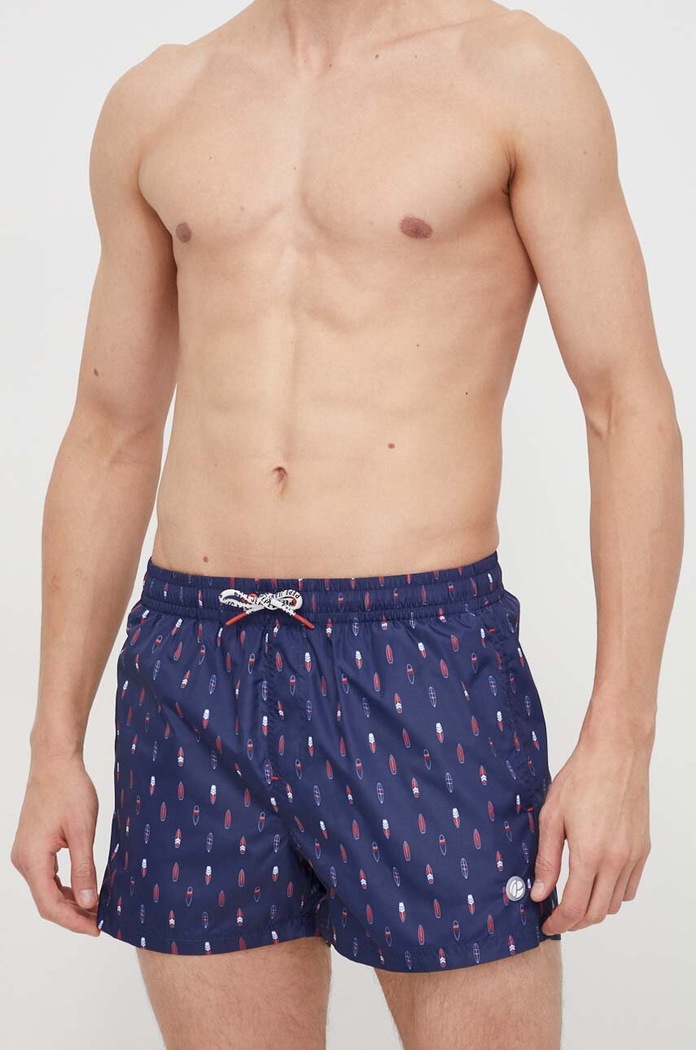 Plavkové šortky Pepe Jeans SURF SWIMSHORT Planet friendly tmavomodrá PMB10397