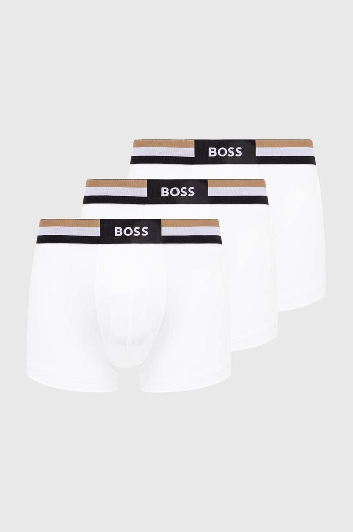 BOSS boxeri pentru bărbați cu bumbac Trunk 3P Motion pachet de 3 boxeri alb 50516542