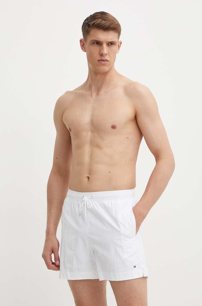 Plavkové šortky Tommy Hilfiger Planet friendly bílá UM0UM03280