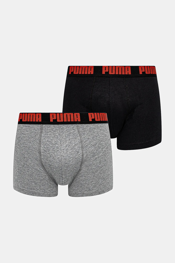 Puma boxeri mulați pentru bărbați din bumbac cu elastan Everyday Basic pachet de 2 boxeri gri 938320