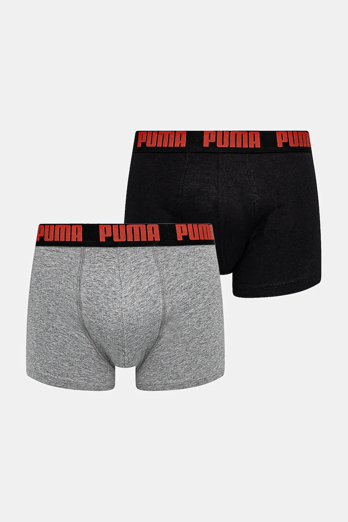 Puma boxeri mulați pentru bărbați din bumbac cu elastan Everyday Basic pachet de 2 boxeri gri 938320