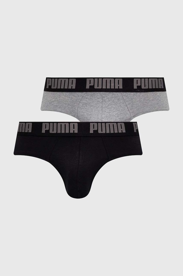 Puma slipy pánské bavlněné s elastanem Everyday Brief 2-pack pletenina šedá 938322