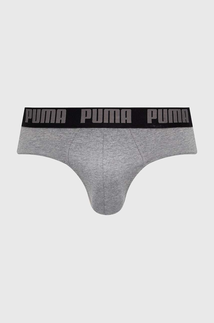 Oblečení Puma slipy pánské bavlněné s elastanem Everyday Brief 2-pack 938322 šedá