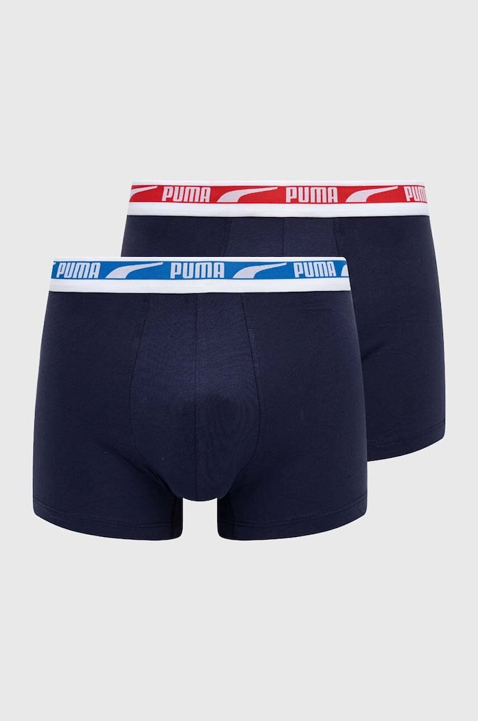Puma boksarice moške bombažne z elastanom Everyday Logo paket 2 kosov Pletenina mornarsko modra 938325