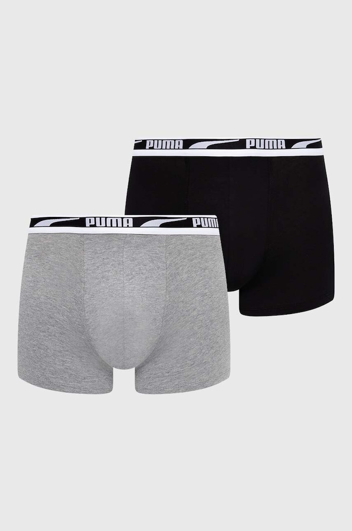 Puma boksarice moške bombažne z elastanom Everyday Logo paket 2 kosov Pletenina siva 938325