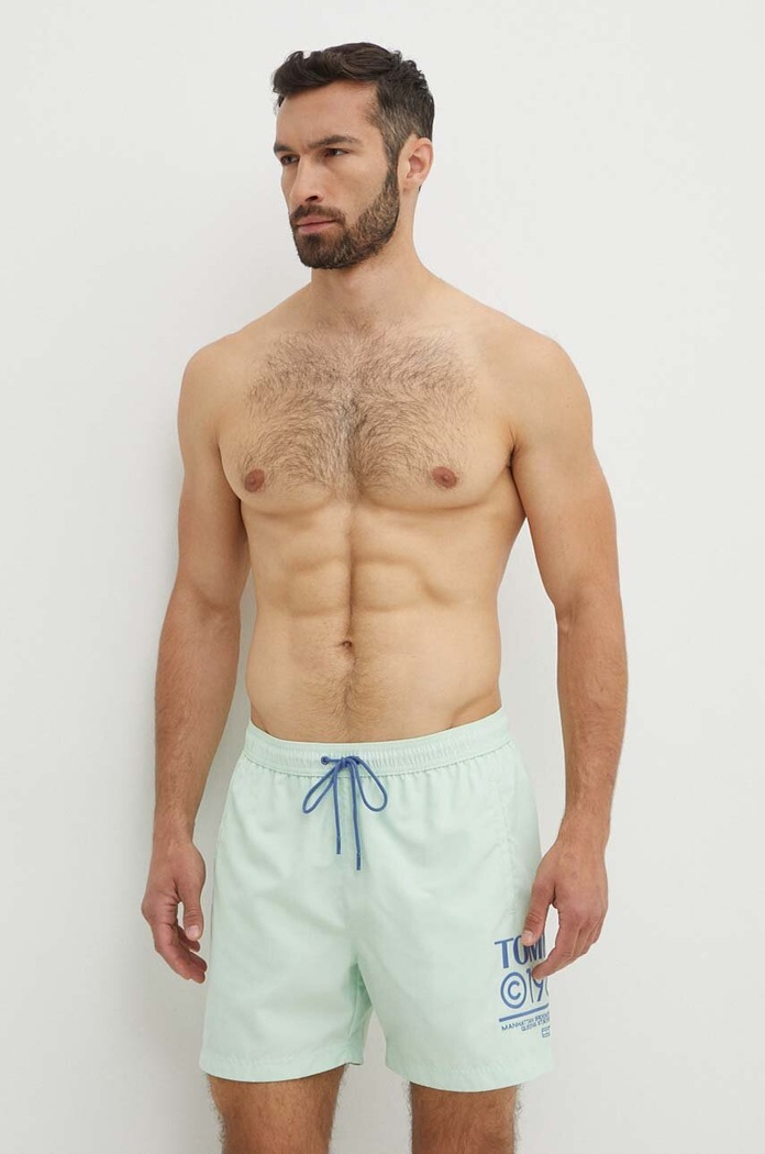 Plavkové šortky Tommy Jeans Planet friendly zelená UM0UM03145