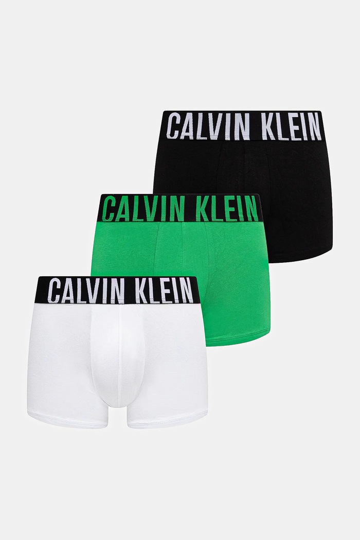 Calvin Klein Underwear bokserki męskie bawełniane z elastanem 3-pack zielony 000NB3608A