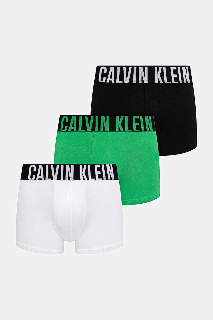 Calvin Klein Underwear bokserki męskie bawełniane z elastanem 3-pack zielony 000NB3608A