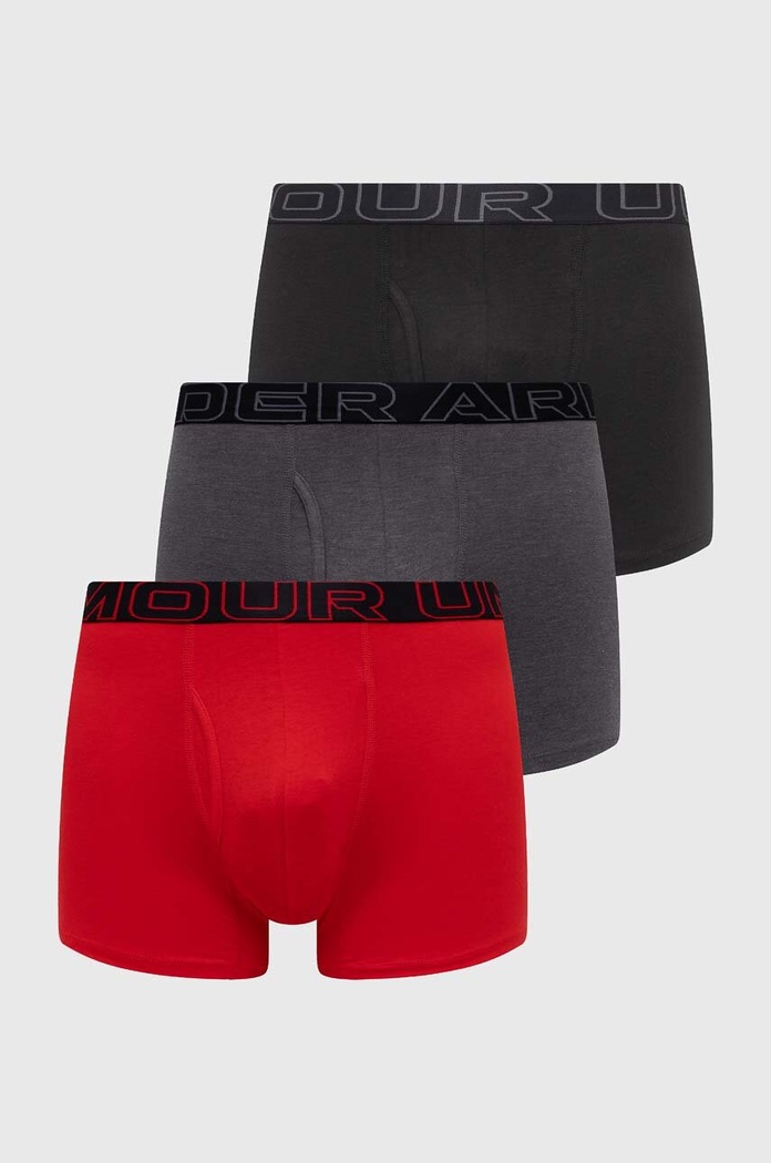 Under Armour boksarice moške 93 Perf Cotton 6in paket 3 kosov Pletenina rdeča 25UUSHJ093
