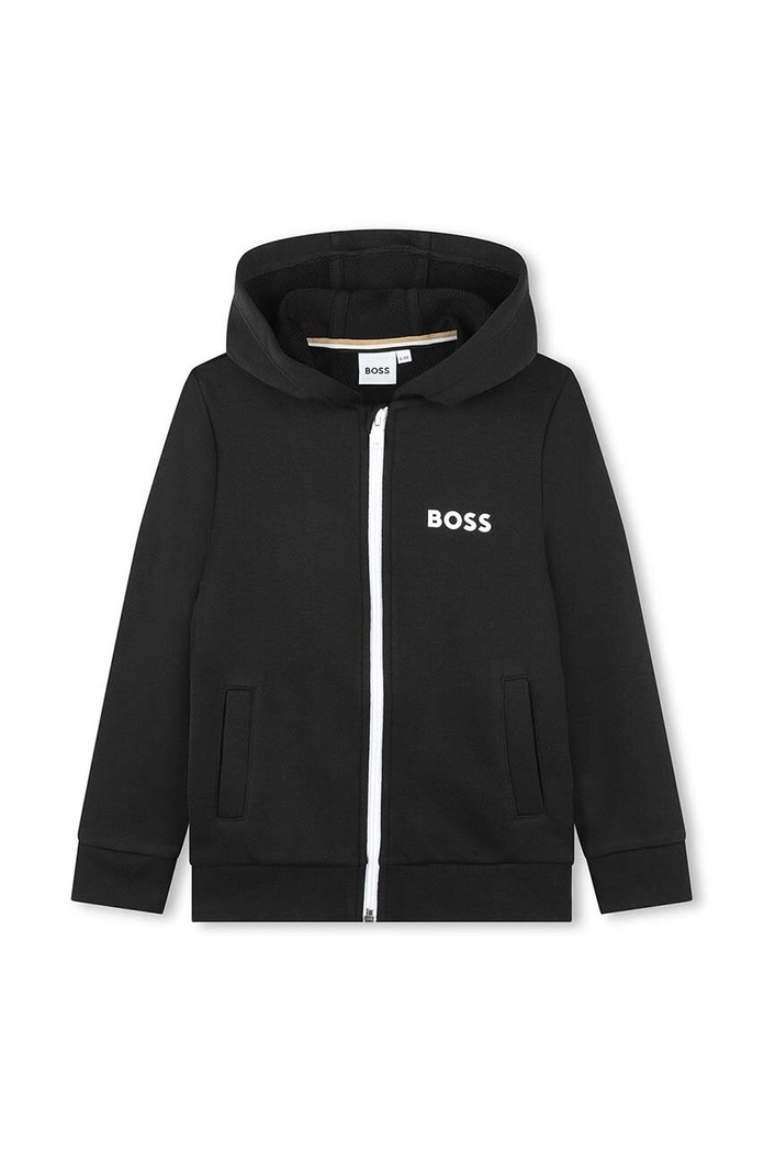Dječja dukserica BOSS s kapuljačom crna J50700.114.150