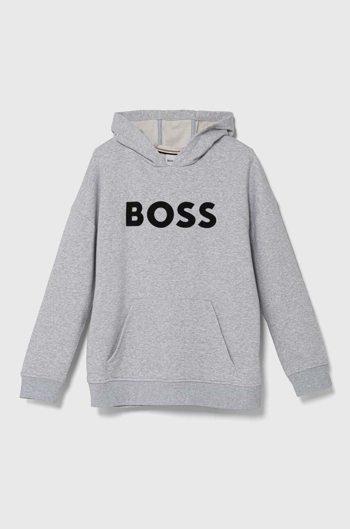 Detská mikina BOSS s kapucňou sivá J51017.162.174