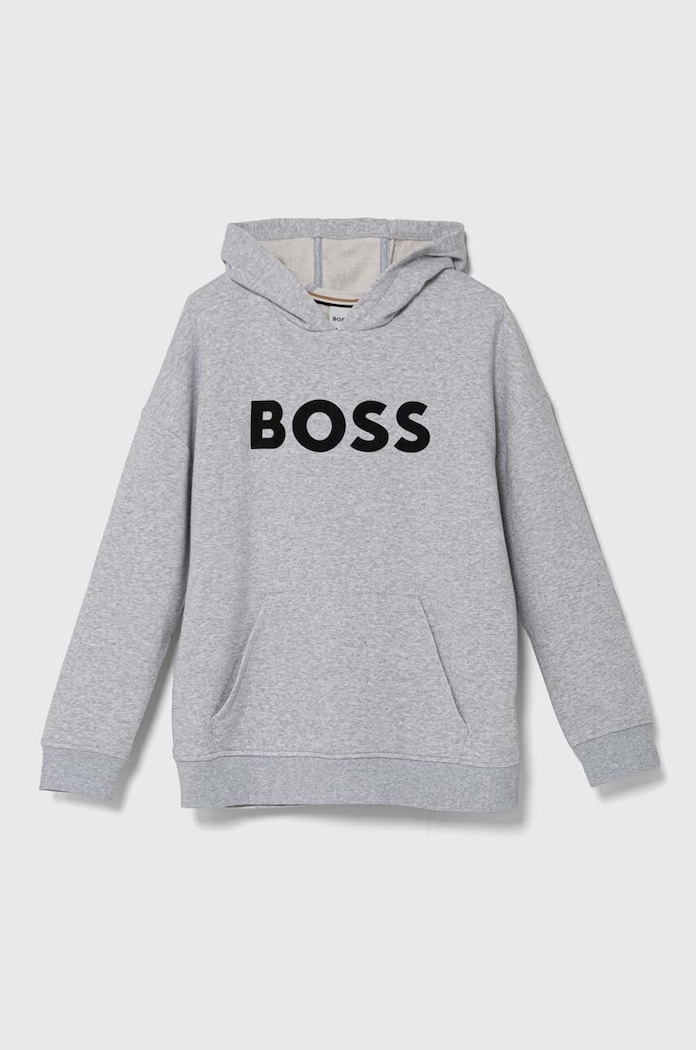 Detská mikina BOSS s kapucňou sivá J51017.162.174