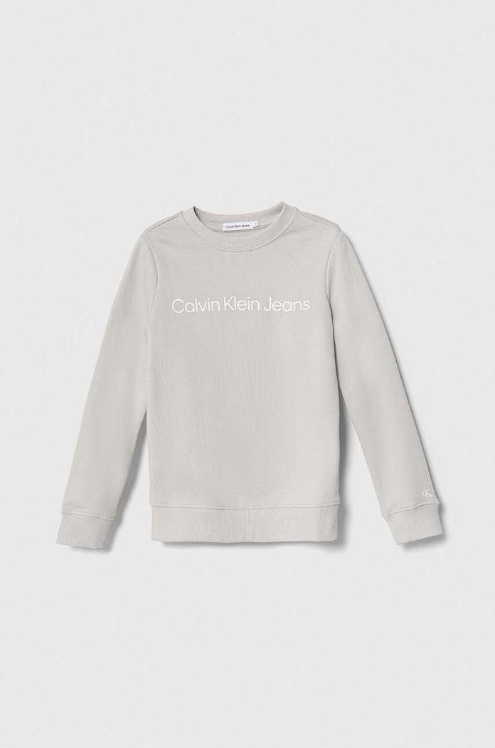 Calvin Klein Jeans bluza bawełniana dziecięca nadruk szary IU0IU00581.PPYH