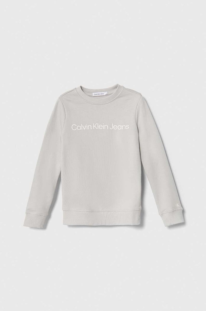 Calvin Klein Jeans bluza bawełniana dziecięca nadruk szary IU0IU00581.PPYH