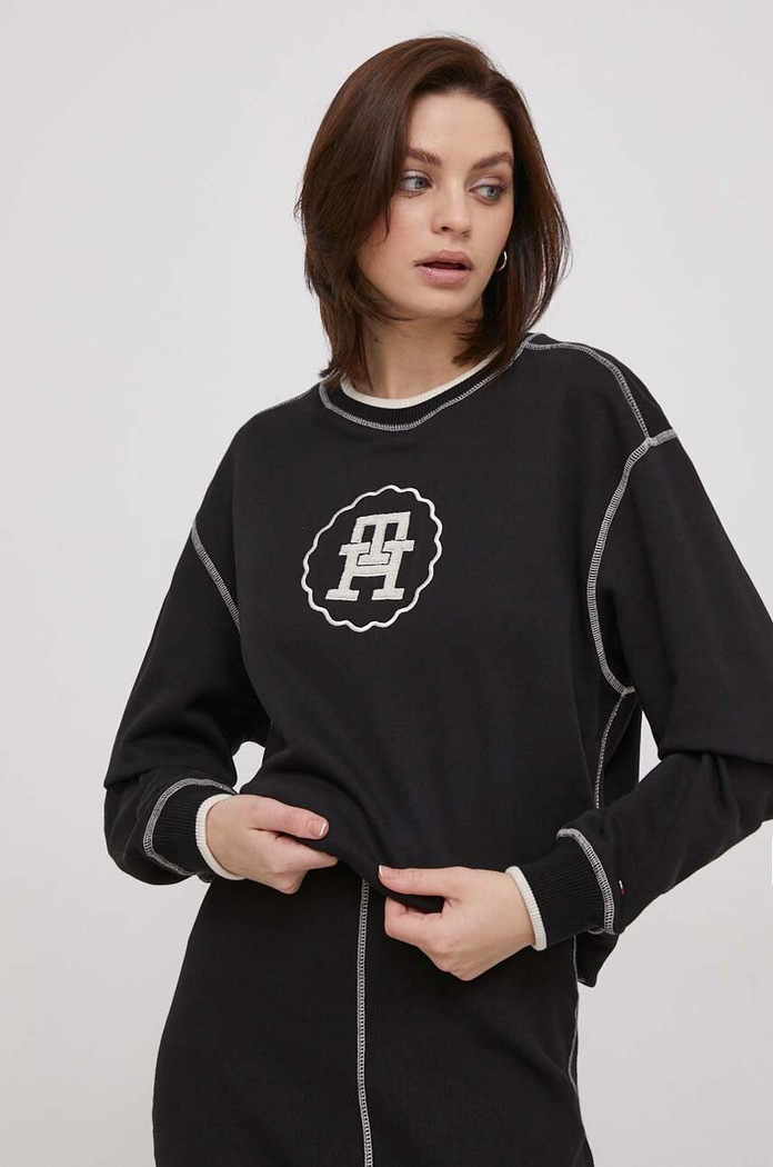 Bavlněná mikina Tommy Hilfiger WW0WW41045 černá SS24
