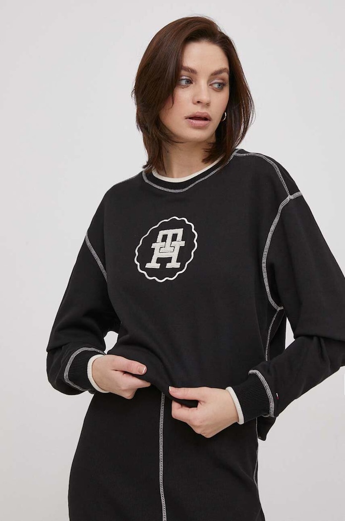 Bavlněná mikina Tommy Hilfiger WW0WW41045 černá SS24