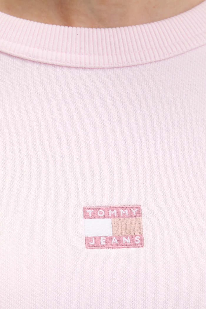 Βαμβακερή μπλούζα Tommy Jeans DW0DW17325 ροζ