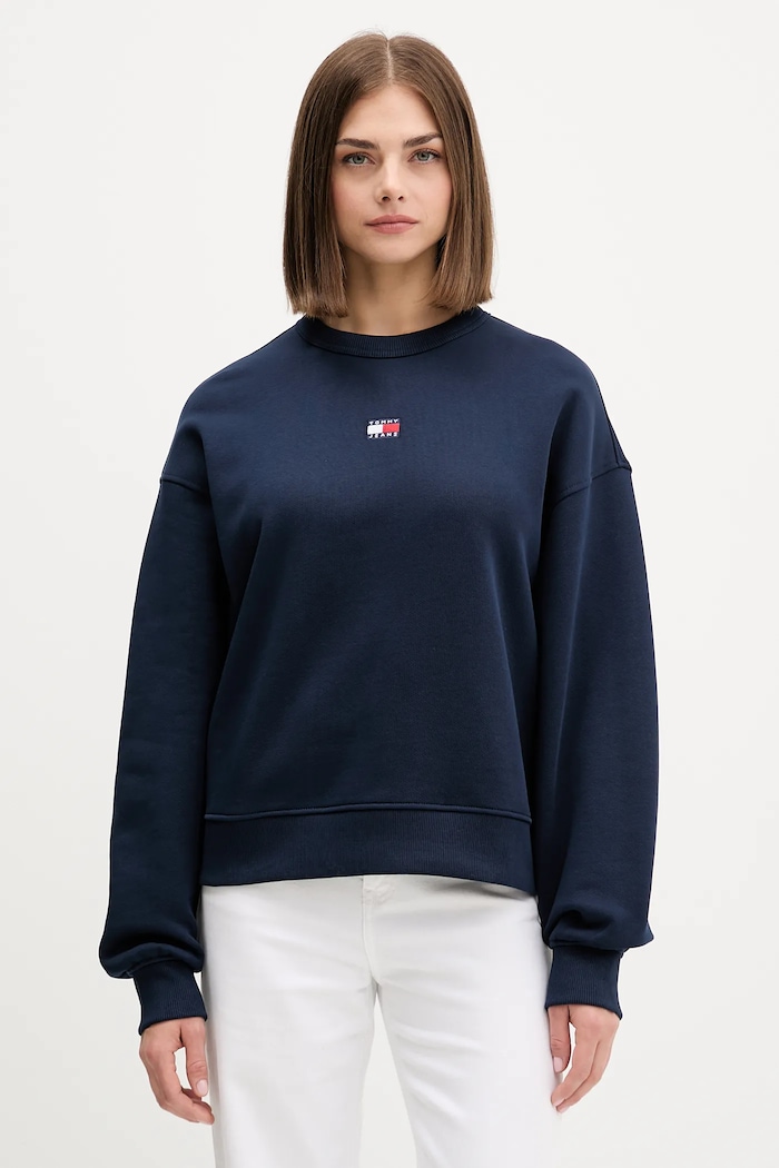 Tommy Jeans hanorac de bumbac imprimeu bleumarin DW0DW17325