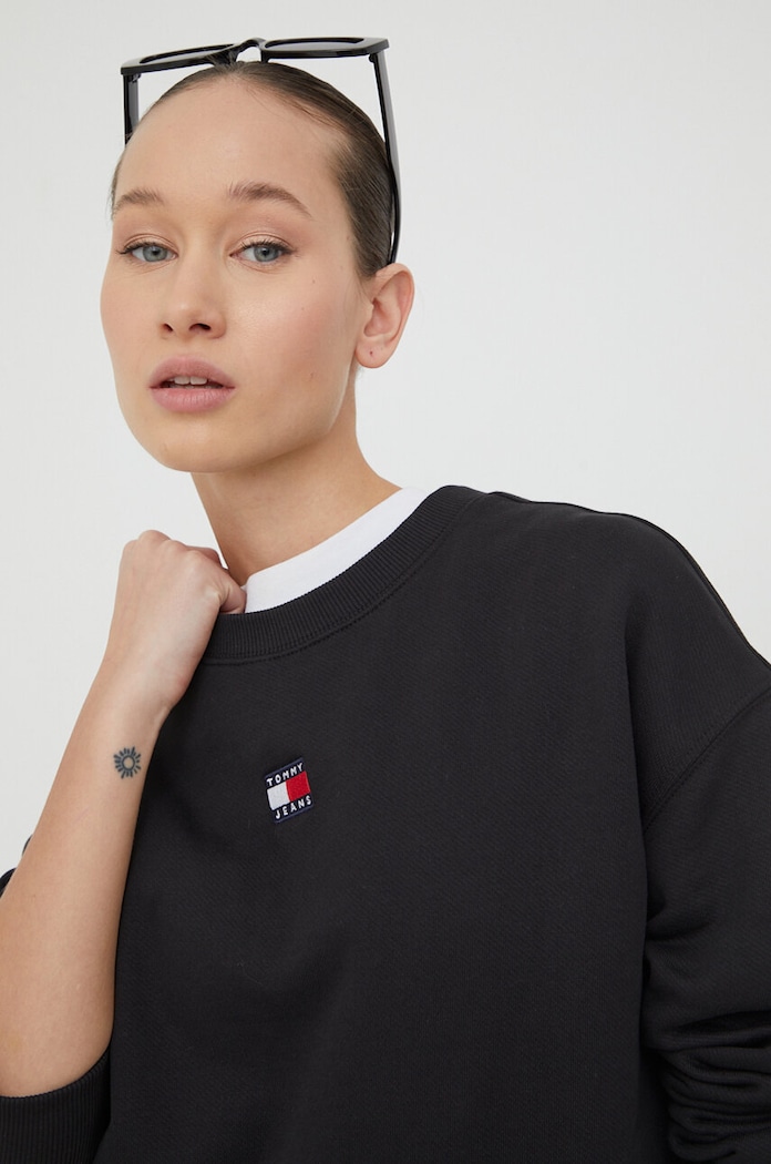 Bavlněná mikina Tommy Jeans černá DW0DW17325