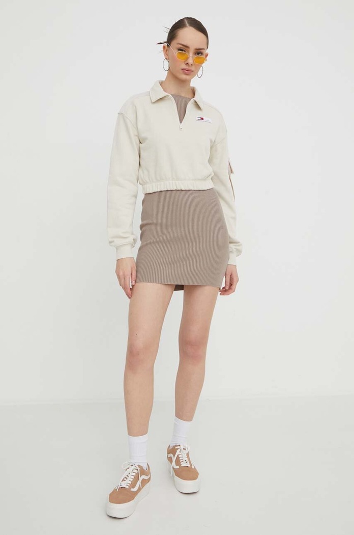 Bavlněná mikina Tommy Jeans DW0DW17343 béžová SS24