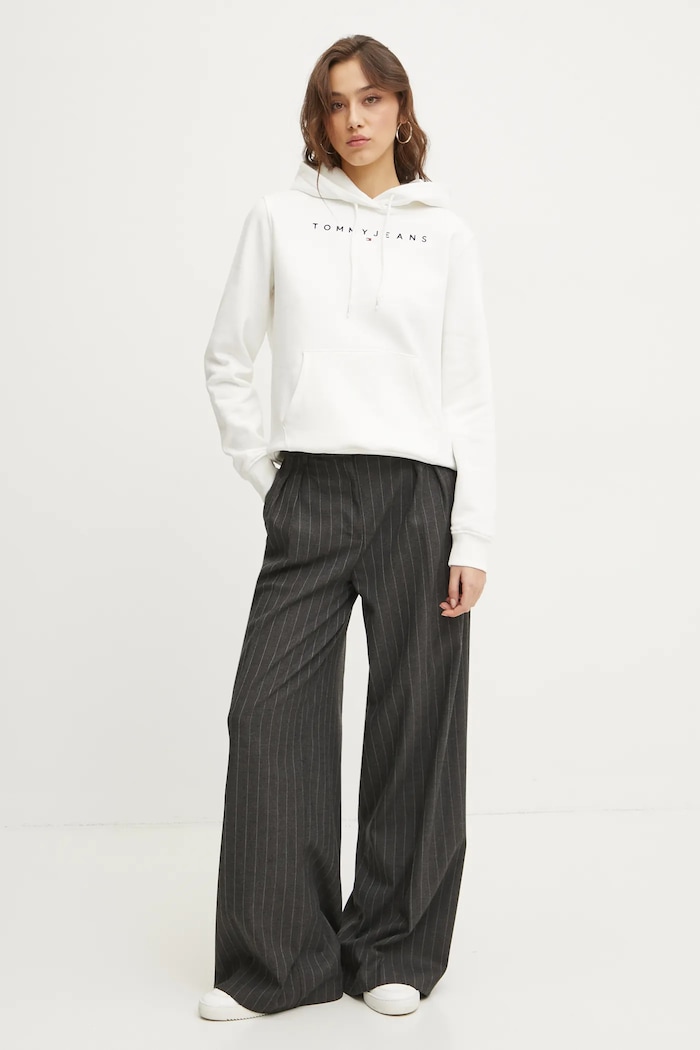 Tommy Jeans mikina s kapucňou dámska bavlnená s elastanom DW0DW17324 biela SS26
