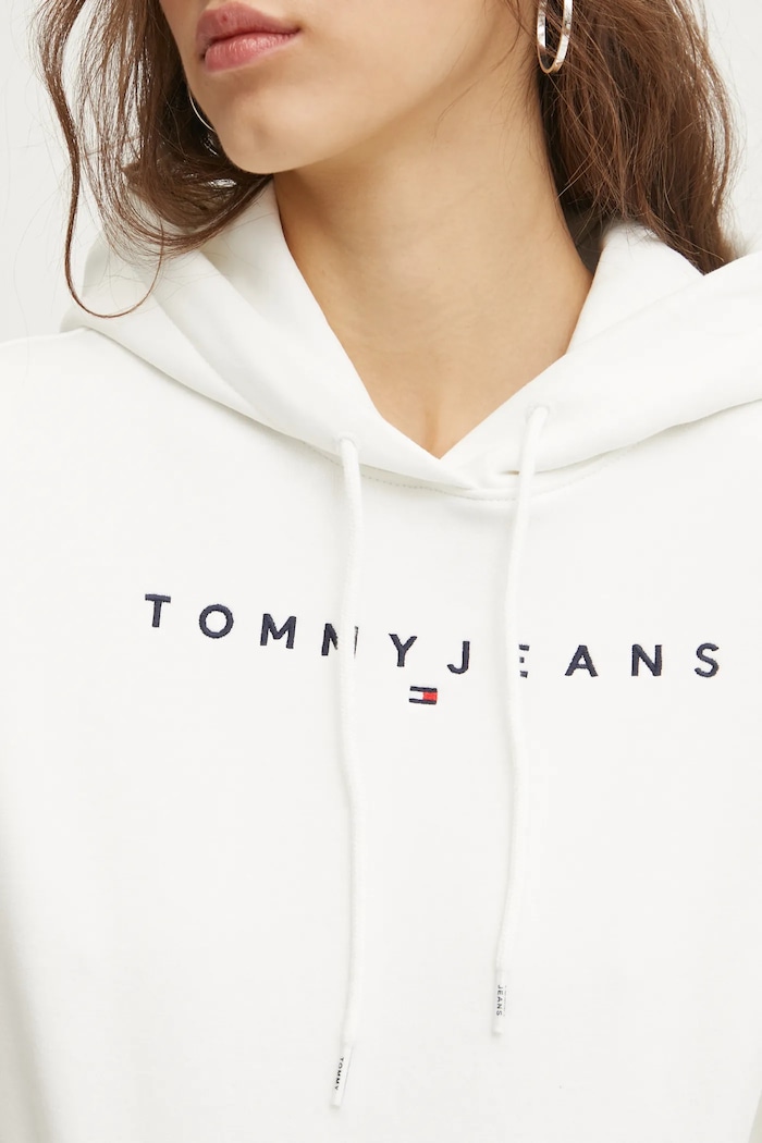 Tommy Jeans mikina s kapucňou dámska bavlnená s elastanom DW0DW17324 biela