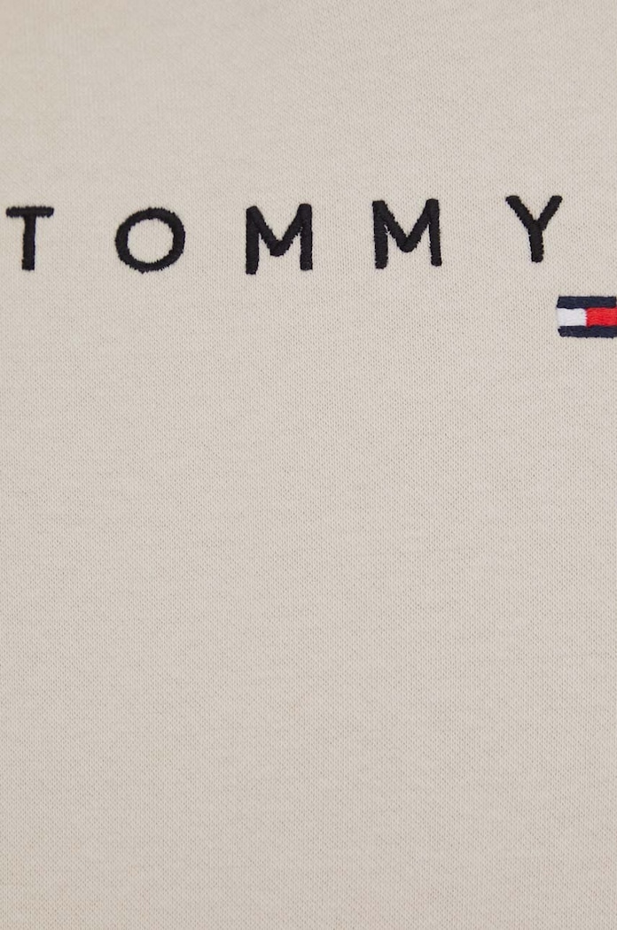 Tommy Jeans mikina s kapucí dámská bavlněná s elastanem DW0DW17324 béžová