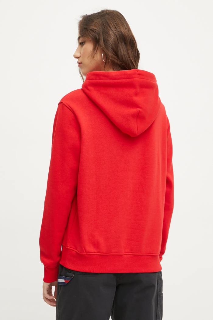 Odjeća Tommy Jeans Dukserica sa kapuljačom ženska od pamuka s elastanom DW0DW17324 crvena